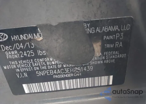 2014 Hyundai Sonata Gls from USA, damaged, VIN 5NPEB4AC3EH861439